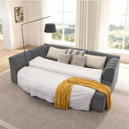 U-Shaped Modular Sectional Sofa With Chaise And Movable Ottoman With Wave-Shaped Armrest