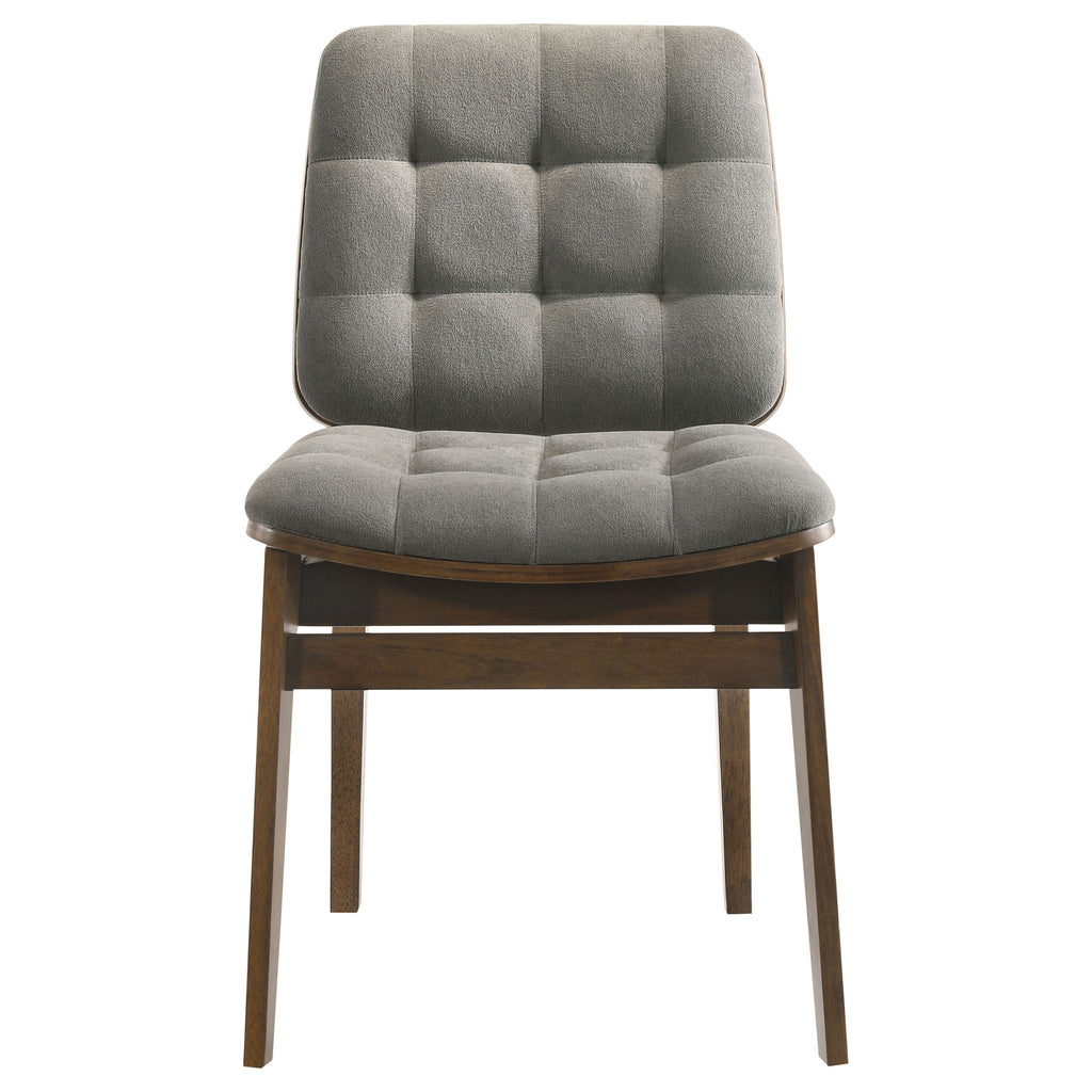 Redbridge Velvet Upholstered Side Chair Grey and Walnut (Set of 2)