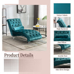 Chaise Lounge Indoor, Button Tufted Upholstered Chaise Lounge Chair With Pillow
