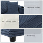 Oversized Loveseat Chaise With 2 USB Ports, 2 Cup Holders And 2 Throw Pillows