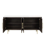 Clayten - Server - White Natural Marble Top & Espresso