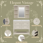 Bathroom Vanity With Medicine Cabinet, Storage Cabinet With 4 Drawers, Adjustable Shelf Mirror