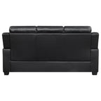 Finley 2-piece Upholstered Padded Arm Tufted Sofa Set Black