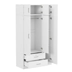 Modern 3 Door Mirror Wardrobe With 2 Drawers And Top Cabinet