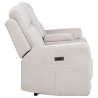 Kennett Chenille Upholstered Power Reclining Loveseat Ivory