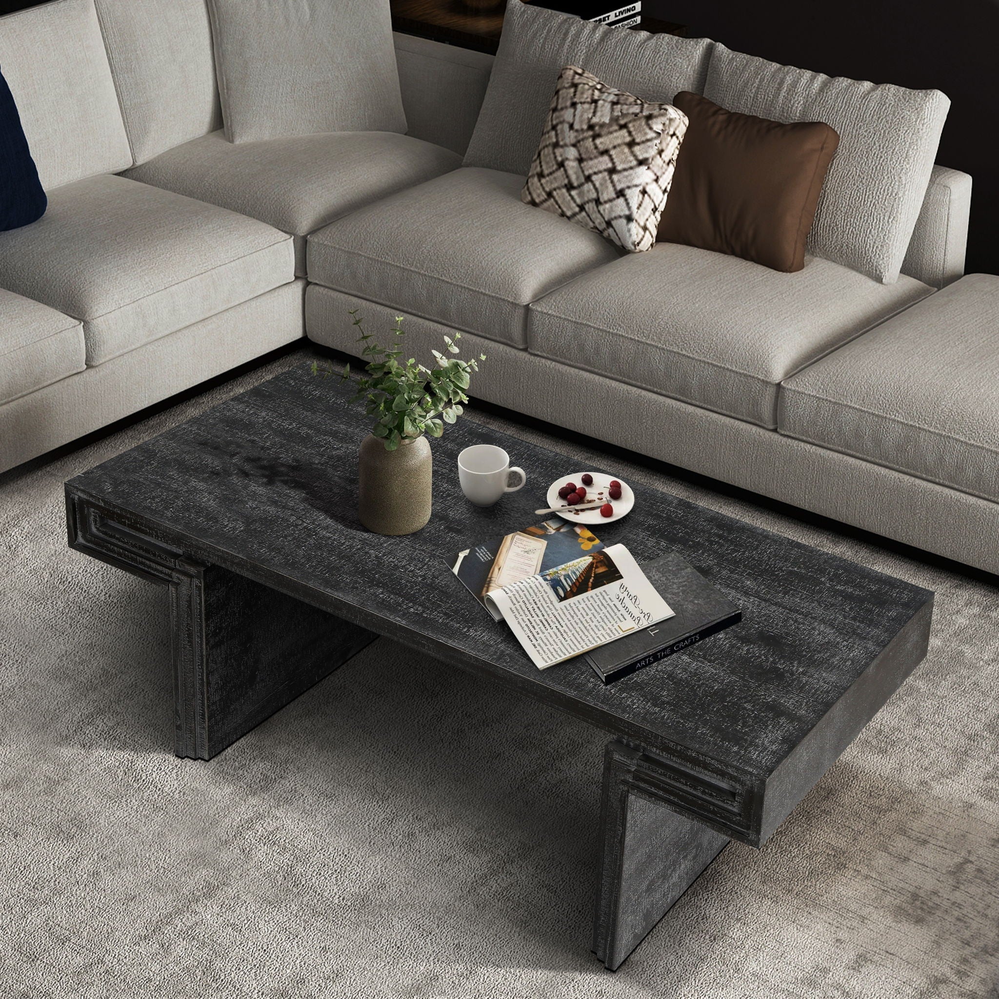 American Vintage Industrial Coffee Table, Double Tier Design