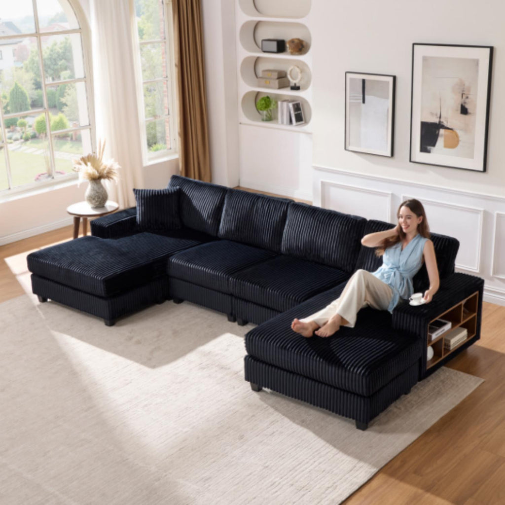 U-Shaped Convertible Sofa, 4 Seater Large Living Room Lounge