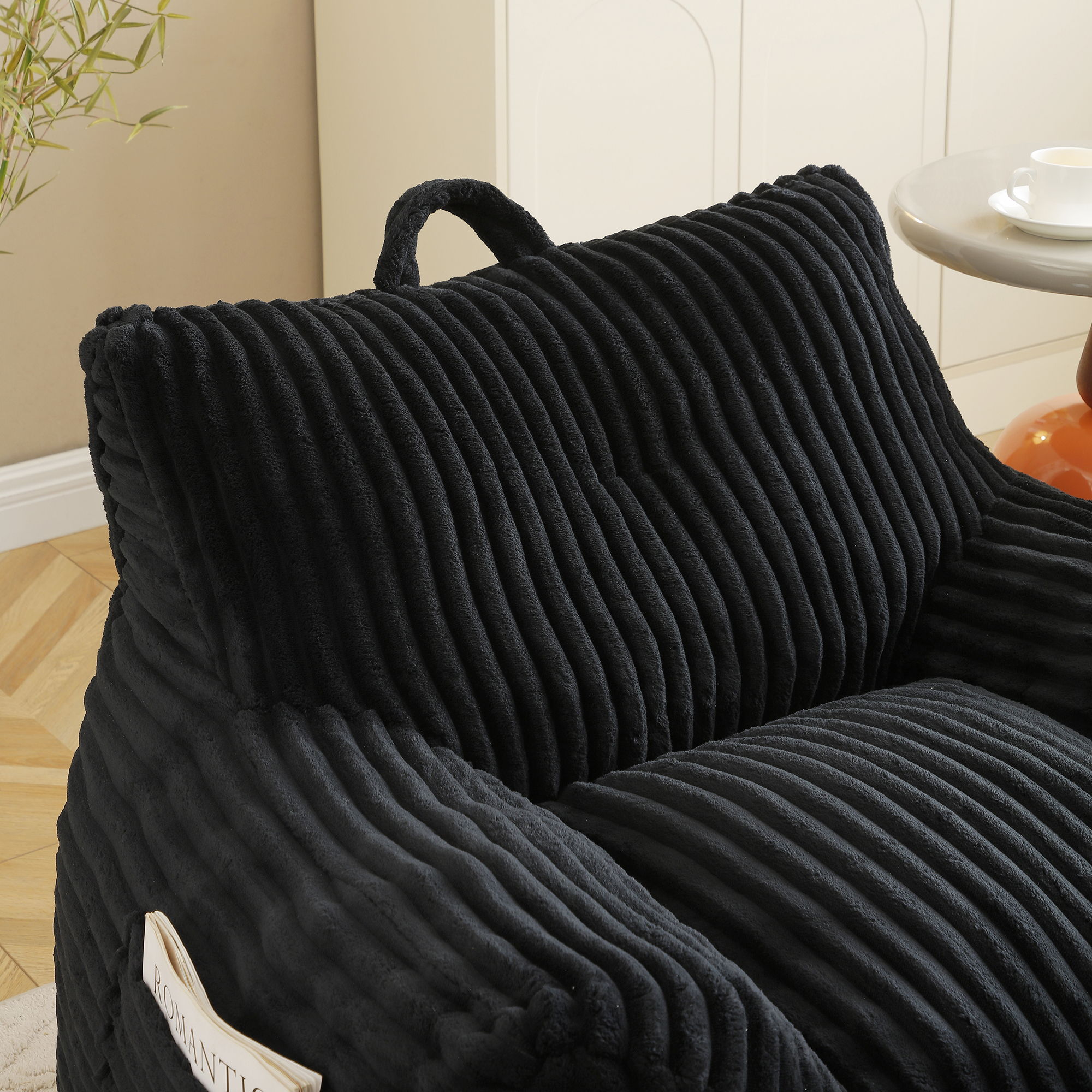 Giant Bean Bag Chair With Armrests And Footstool