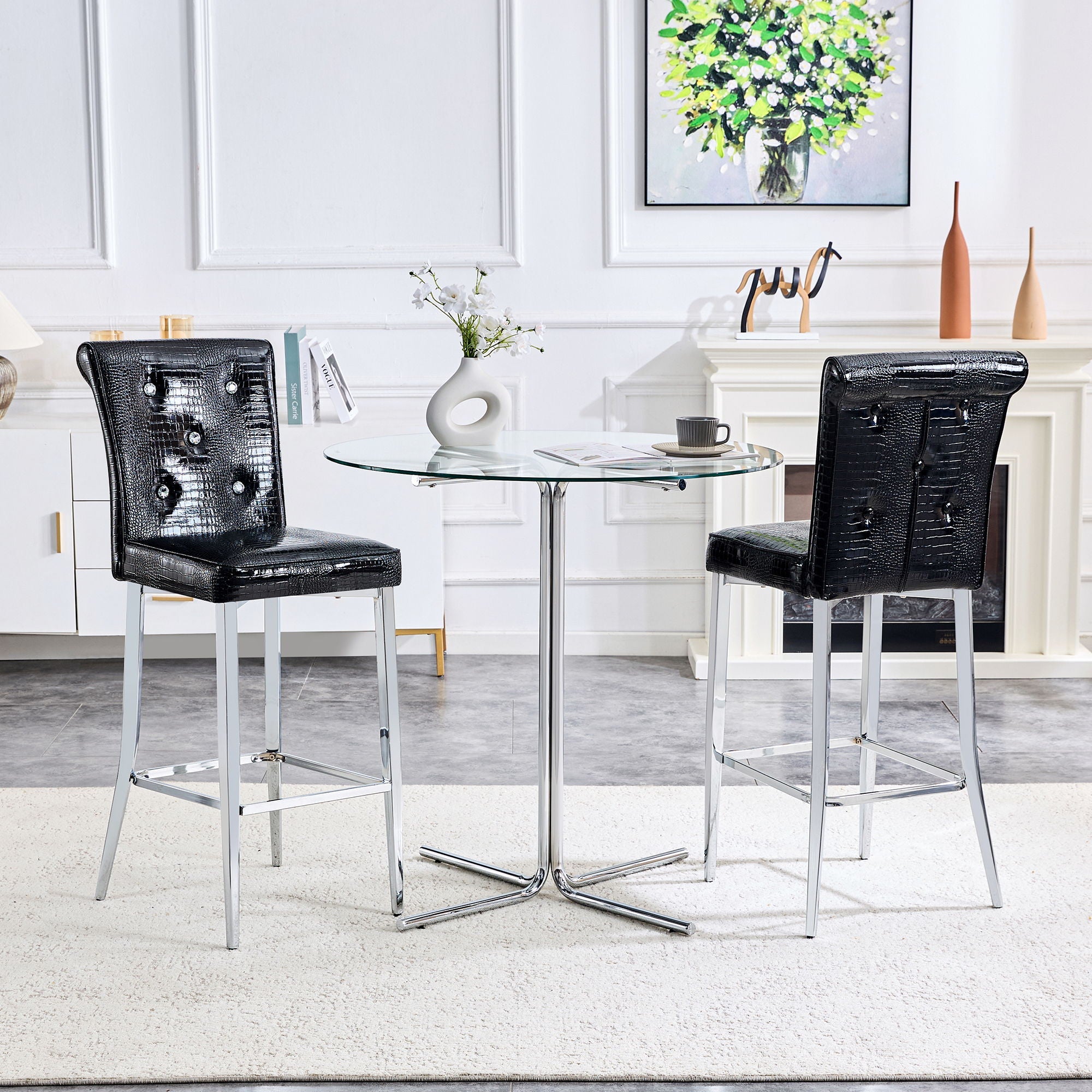 Bar Chairs & Crystal Clasp Design (Set of 2)