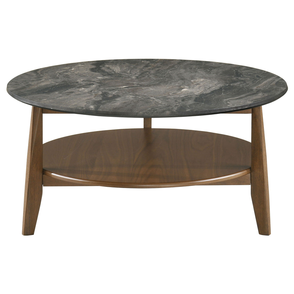 Bradley Round SmartTop Cocktail Coffee Table Smokey Grey and Brown