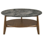 Bradley Round SmartTop Cocktail Coffee Table Smokey Grey and Brown