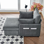 Comfy Oversized Chaise Lounge Chair With Ottoman And Storage
