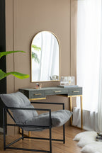 Arched Mirror With Metal Frame, Wall Mirror For Living Room Bedroom Entryway