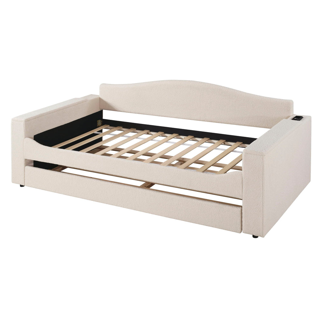 Upholstered Daybed With Storage Armrests, Trundle And Latest Integrated tooth Audio System