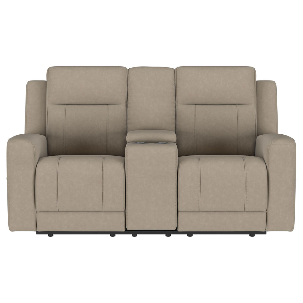 Brentwood Upholstered Motion Reclining Loveseat Taupe