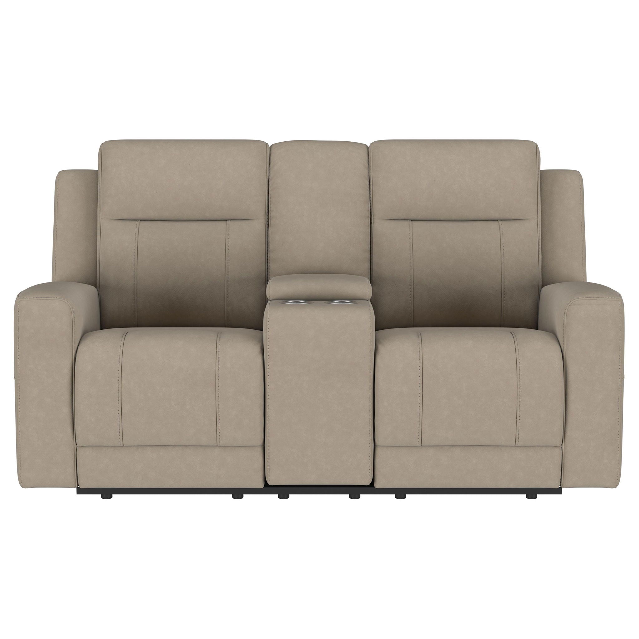 Brentwood Upholstered Motion Reclining Loveseat Taupe
