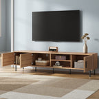 78" TV Stand For TVs Up To 85" With Closed Storage, Living Room Entertainment Center - Natural Wood