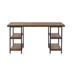 Industrial Style Metal Frame Accent Desk With Side Shelving - Gray