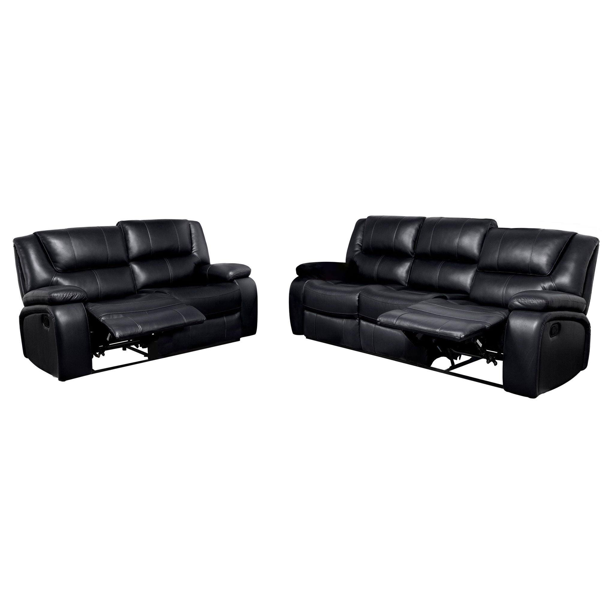 Camila 2-piece Upholstered Reclining Sofa Set Black