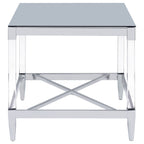 Lindley Square Tempered Mirror Acrylic Side End Table Chrome