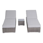 3 Piece Chaise Lounge Set With Adjustable Reclining - Gray Mix