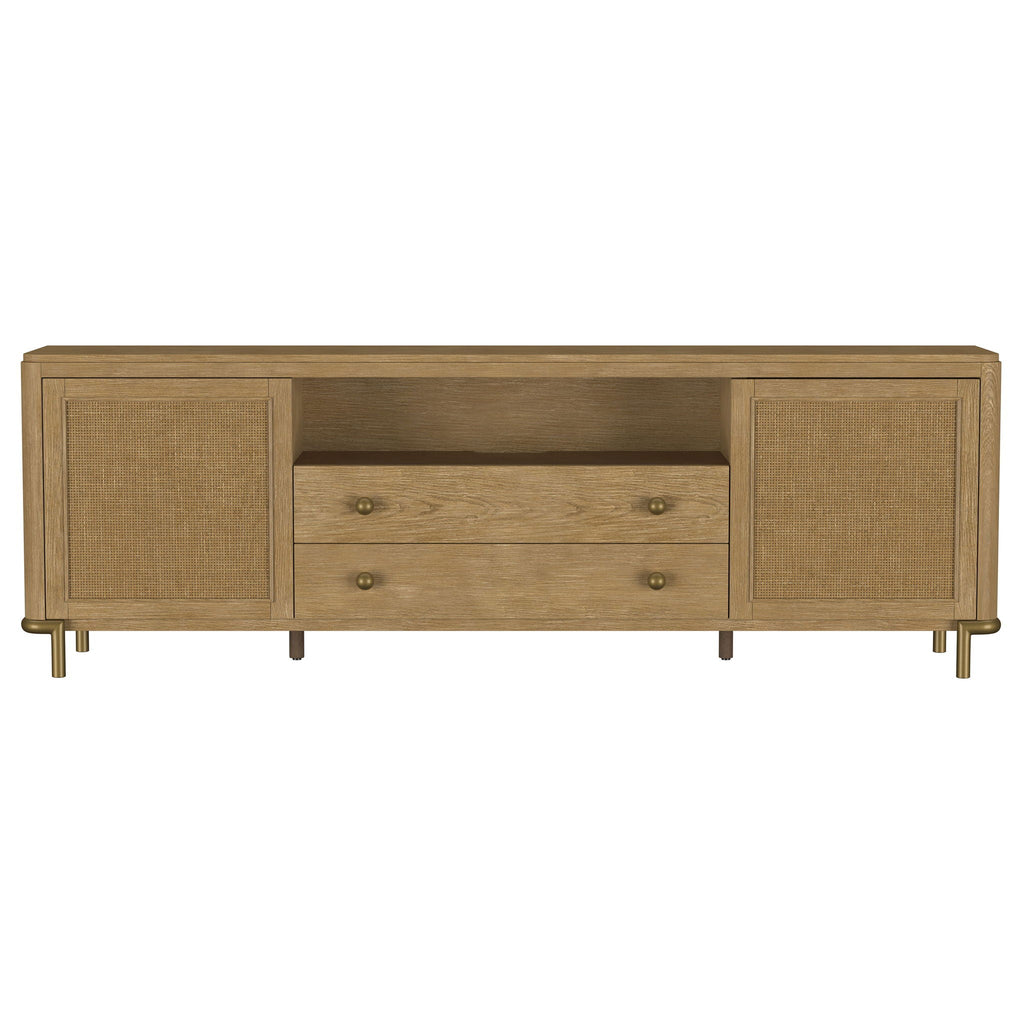 Arini Rattan Cane 2-door TV Stand Media Console Sand Wash