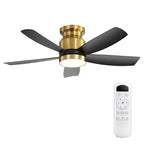 Flush Mount Ceiling Fan With LED Light 22W And Remote Control Blades / Body, DC Motor