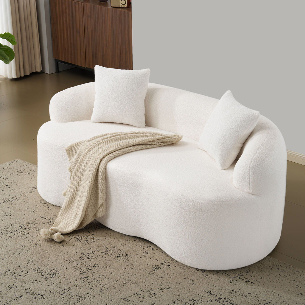 Curved Loveseat Sofa With Round Armrest