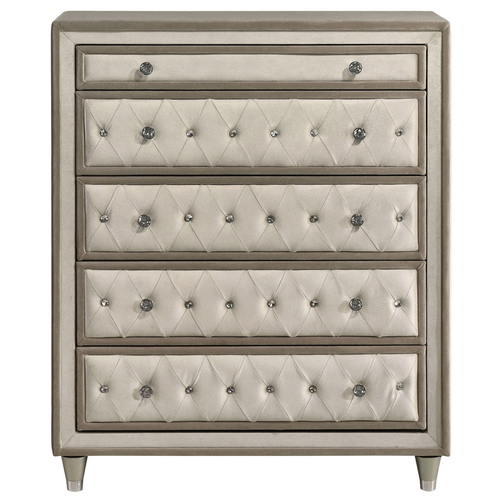 Antonella 5-drawer Bedroom Chest Ivory and Camel