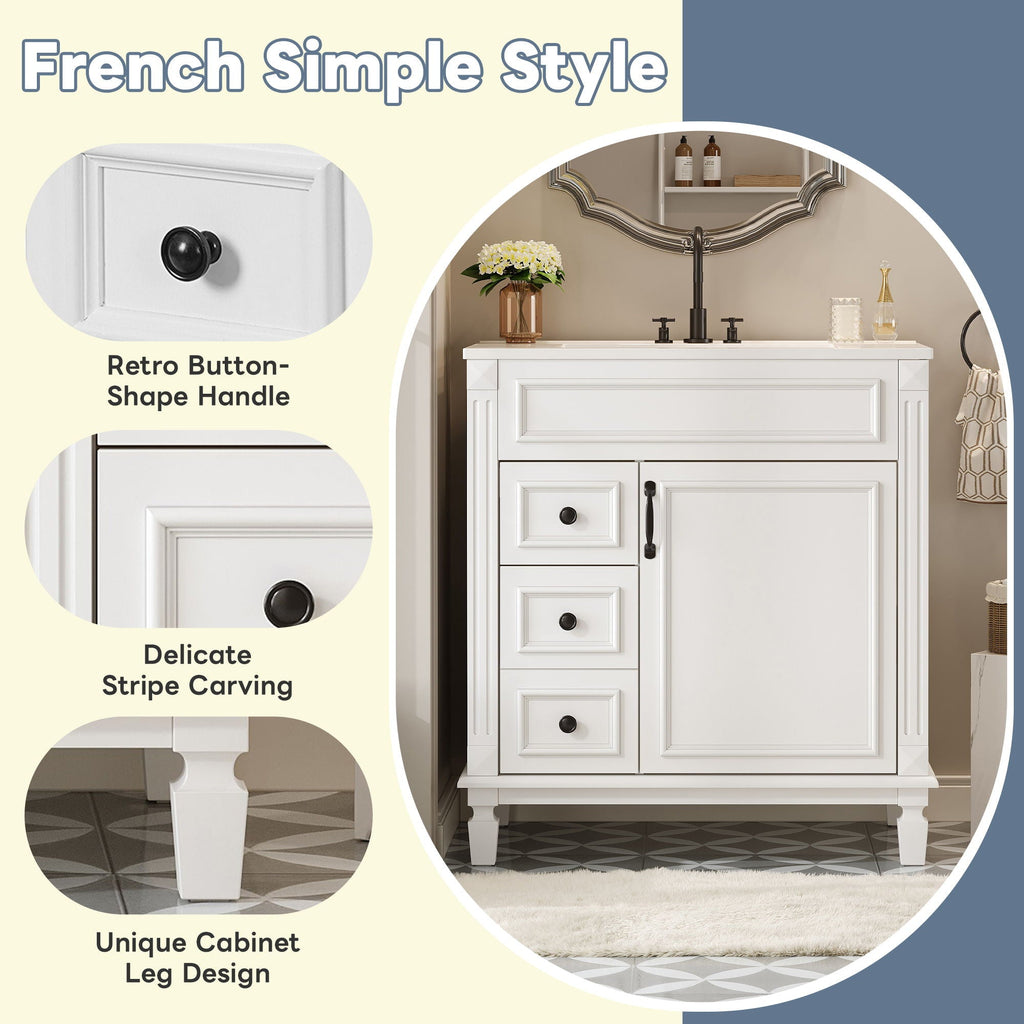 Bathroom Vanity With Sink, Cabinet With 2 Drawers And Adjustable Shelf
