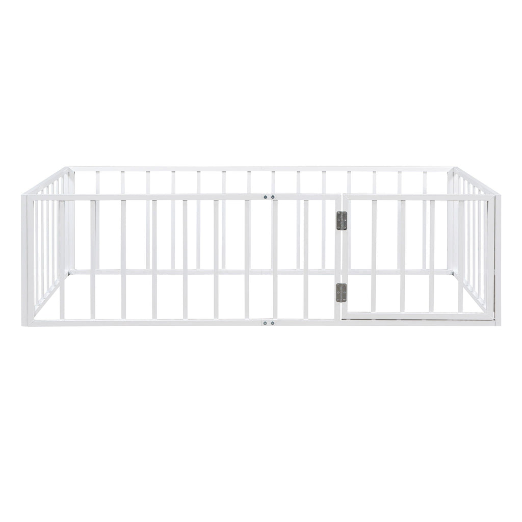 Metal Floor Bed Frame With Fence And Door