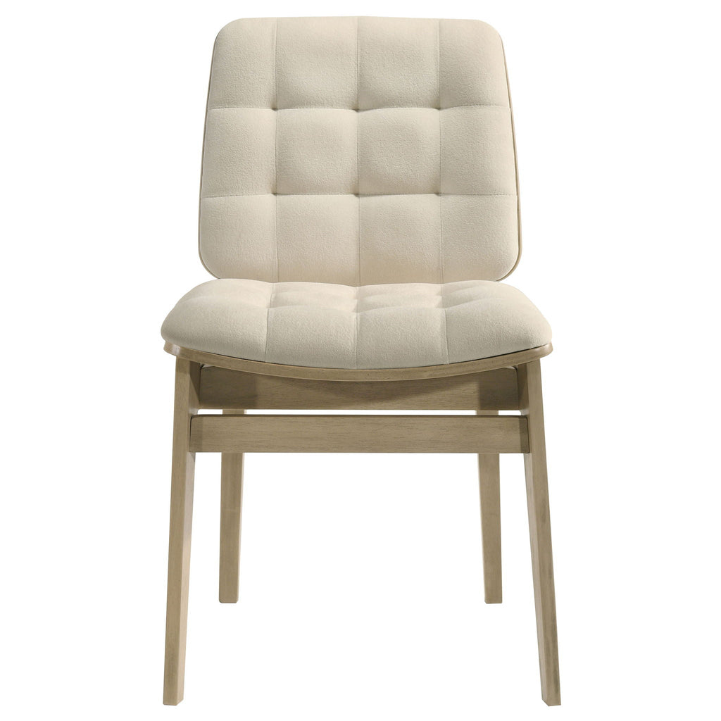Redbridge Velvet Upholstered Side Chair Cream and Natural Oak (Set of 2)