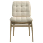 Redbridge Velvet Upholstered Side Chair Cream and Natural Oak (Set of 2)