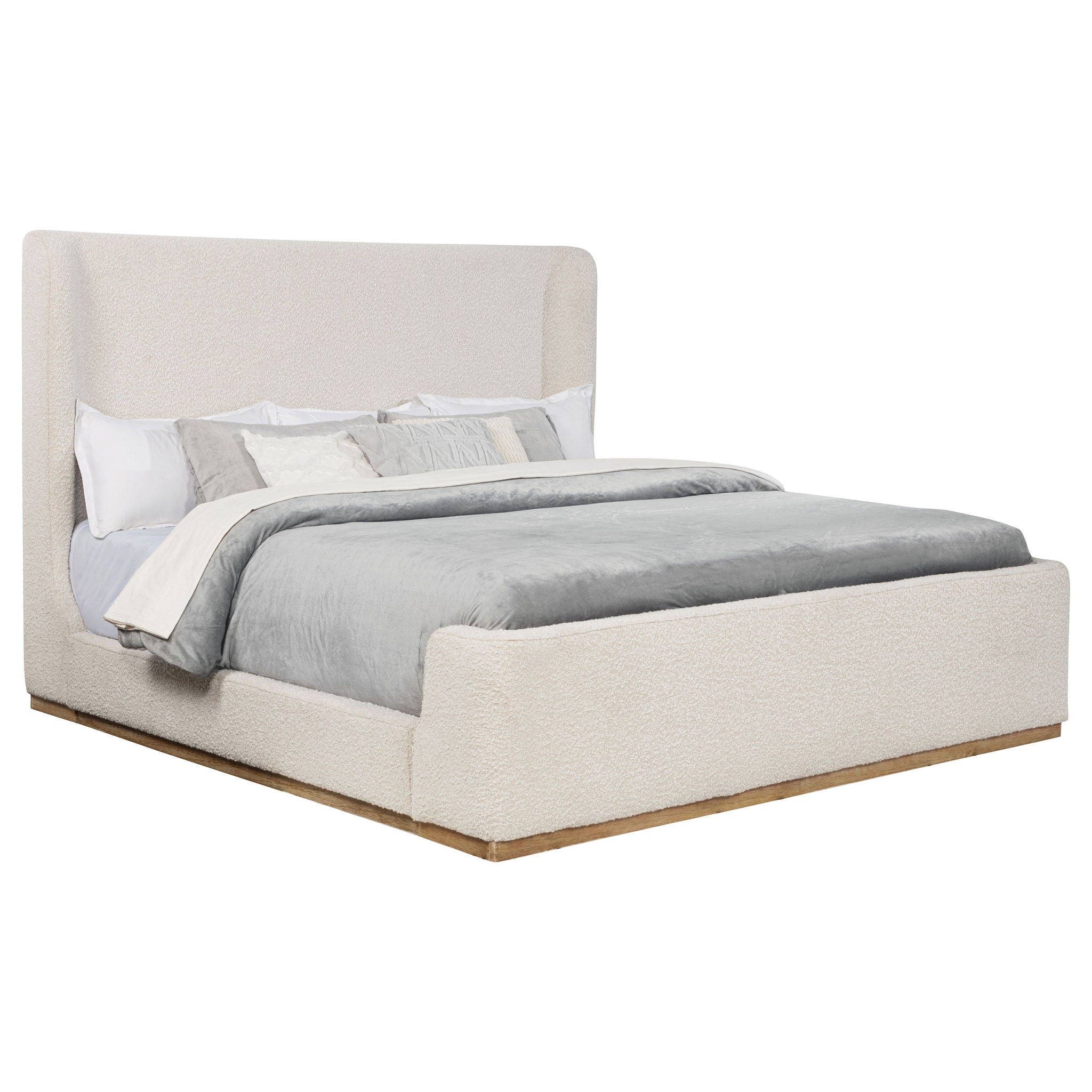 Nala Eastern King Bouclé Upholstered Platform Bed Cream