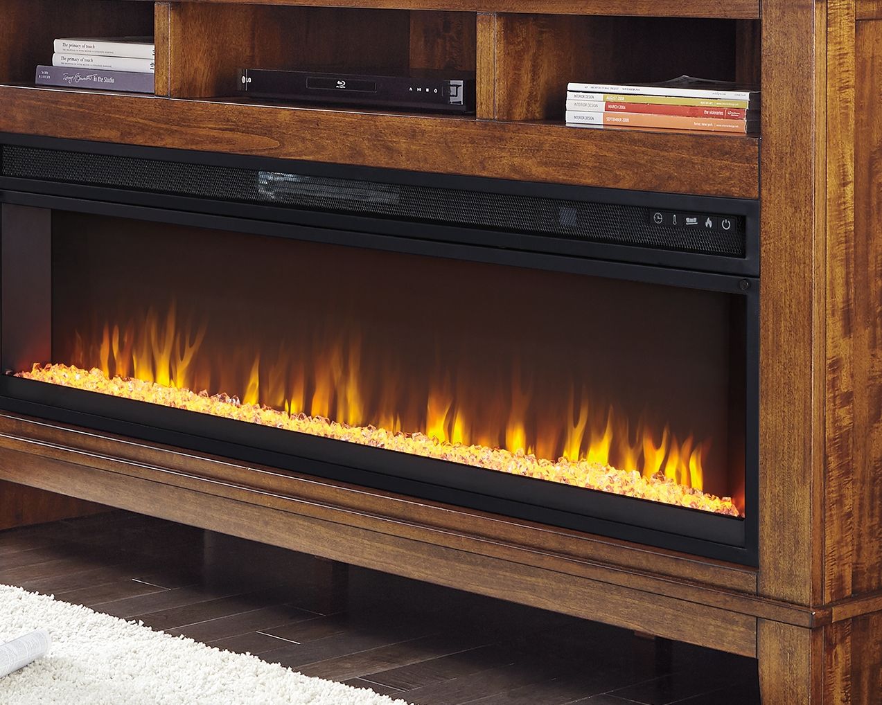 Electric LED Black Wide Fireplace Insert 57.63"W x 8.88"D x 16.88"H