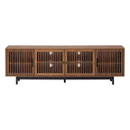 TV Stand For TVs, Entertainment Center With Closed Storage & Cable Management, Soft Closing Hinges - Walnut