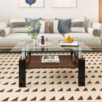 Modern Rectangular Coffee Table With Tempered Glass Top Layer, Table For Living Room - Transparent