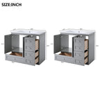Shaker Free Standing Bathroom Vanity Cabinet & Sink, Soft Close Drawers, Soft Close Doors