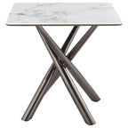 Carvell Square Sintered Stone End Side Table Mirage White
