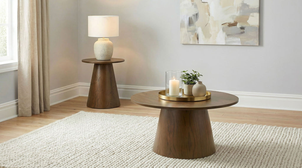 Franklin Round Wood Pedestal Side End Table Dark Brown