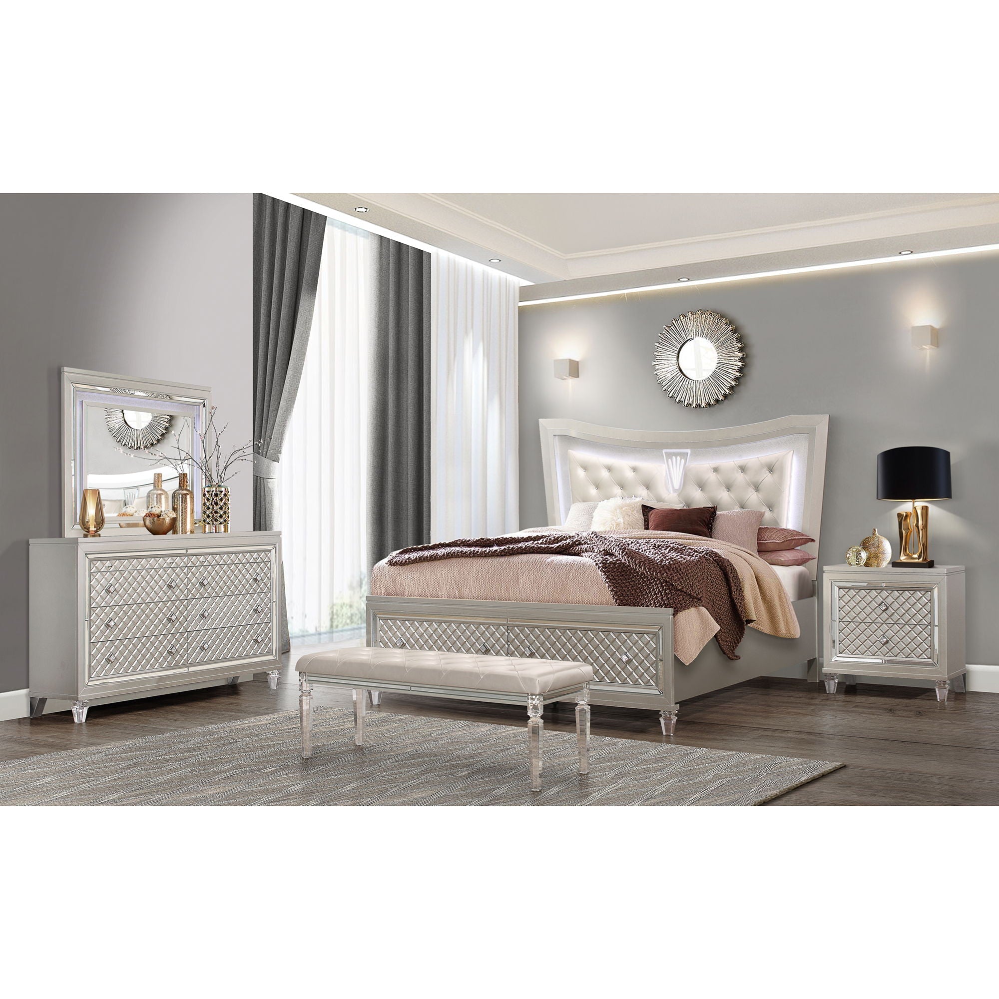 Cross - Glam Mirror With LED - Champagne
