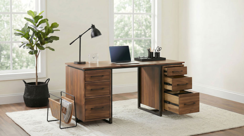 Berhalter 6-Drawer Double Pedestal File Computer Desk
