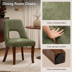 Upholstered Dining Chair With Curved Legs (Set of 2) - Green