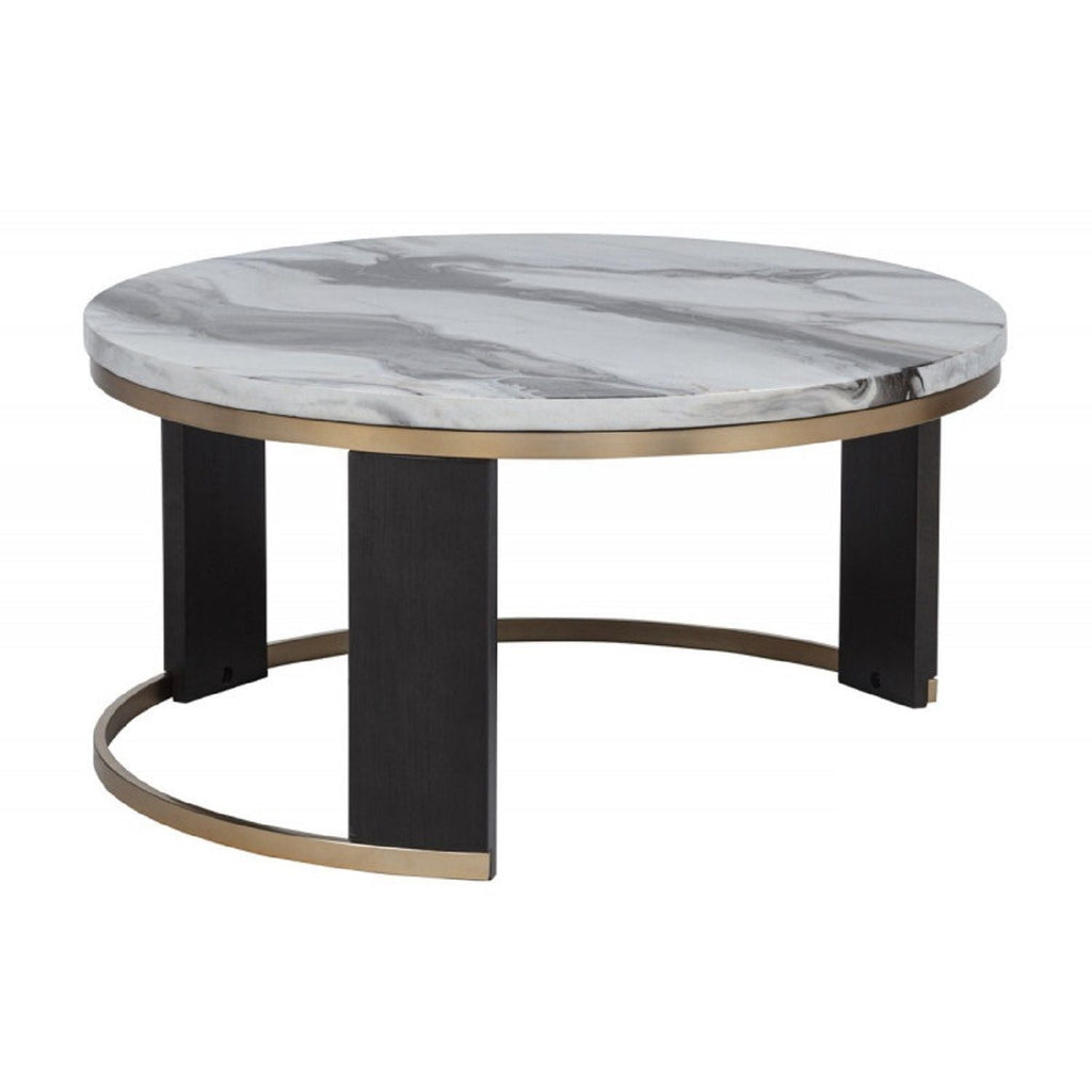 Nesting Round Coffee Table With Ottoman (Set of 2) - Gold / Brown