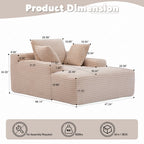 Oversized Chaise Lounge Chair Cozy Cloud Couch With 3 Throw Pillows And Wide Armrest