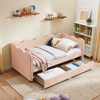 Gingham Daybed With USB Charging Port, Wave-Shaped Design