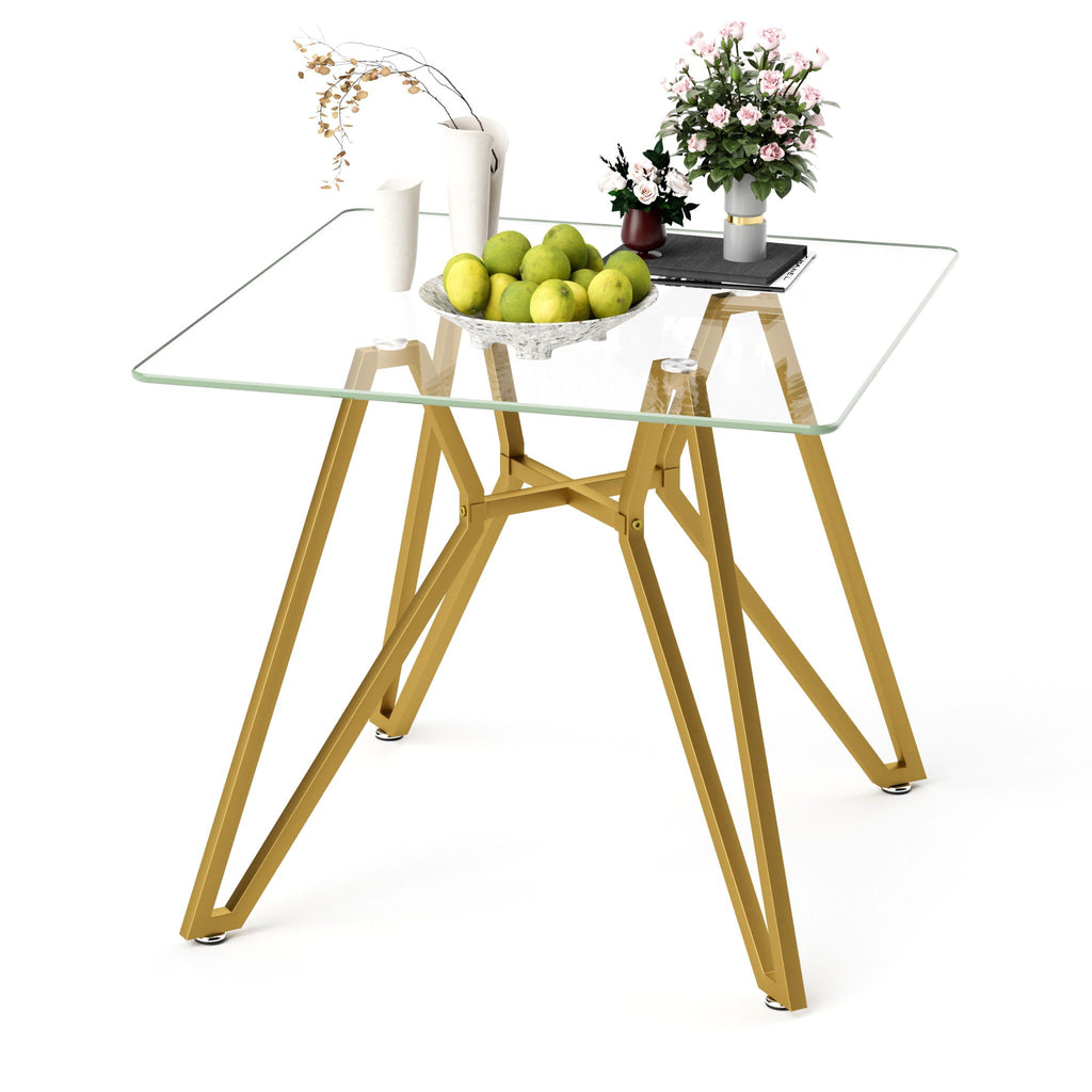 Modern Glass Dining Table With Metal Legs