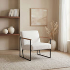 Monsen Fabric Upholstered Metal Frame Accent Chair Ivory