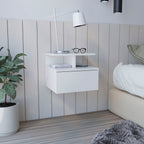 Flopini - Floating Nightstand With 1 Drawer, Compact Size - White