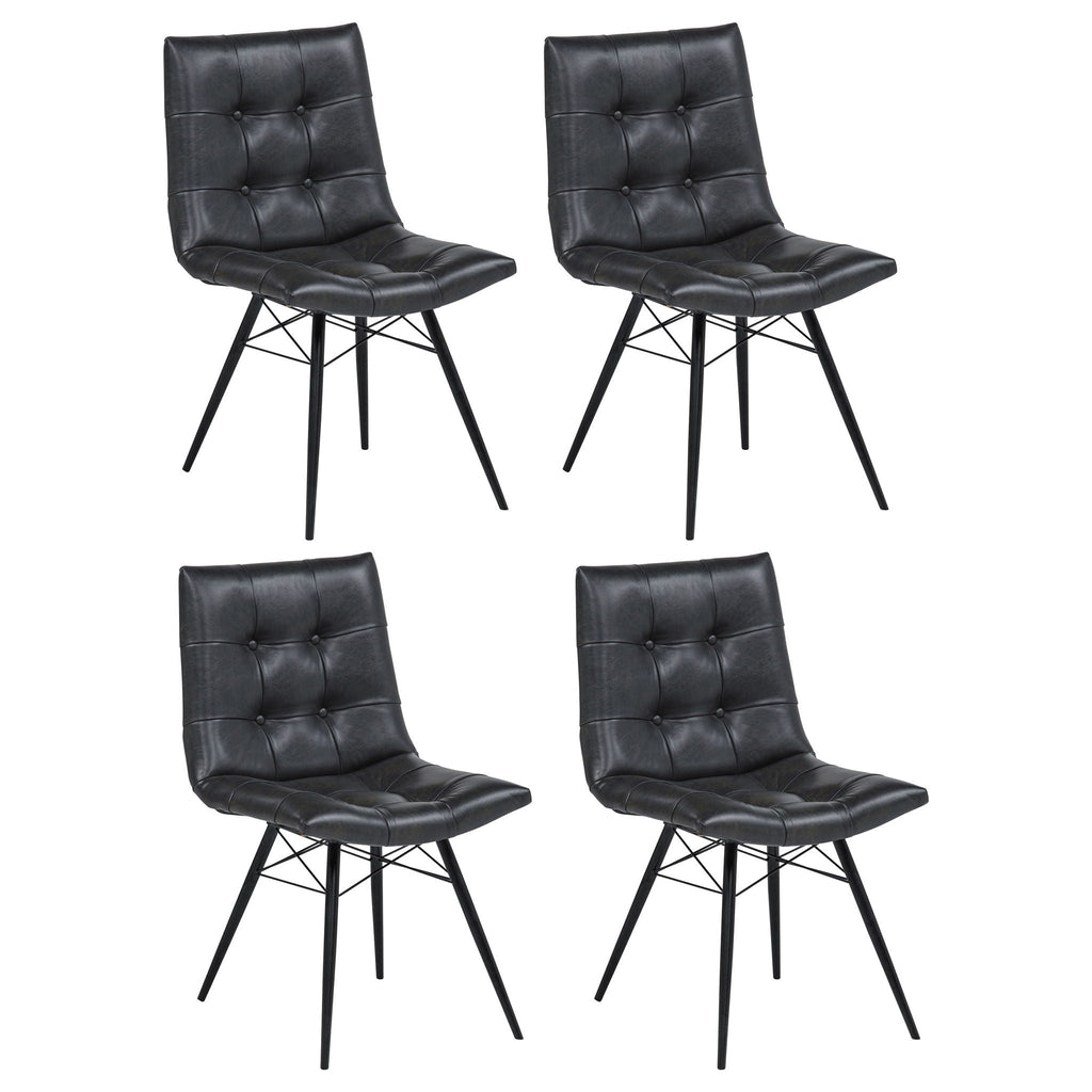 Aiken Faux Leather Upholstered Dining Side Chair Charcoal Grey (Set of 4)